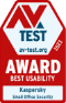 AV Test Award Best Usability Kaspersky Small Office Security