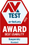 AV Test Award Best Usability Kaspersky Standard